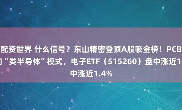 配资世界 什么信号？东山精密登顶A股吸金榜！PCB迈向“类半导体”模式，电子ETF（515260）盘中涨近1.4%