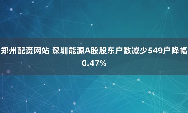 郑州配资网站 深圳能源A股股东户数减少549户降幅0.47%